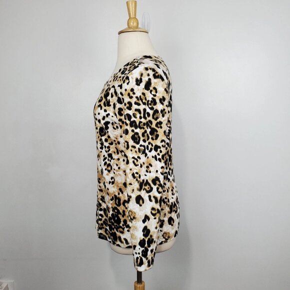 Karen Scott Animal Leopard Print Long Sleeve Pullover Knit Top Size XL - Picture 5 of 10